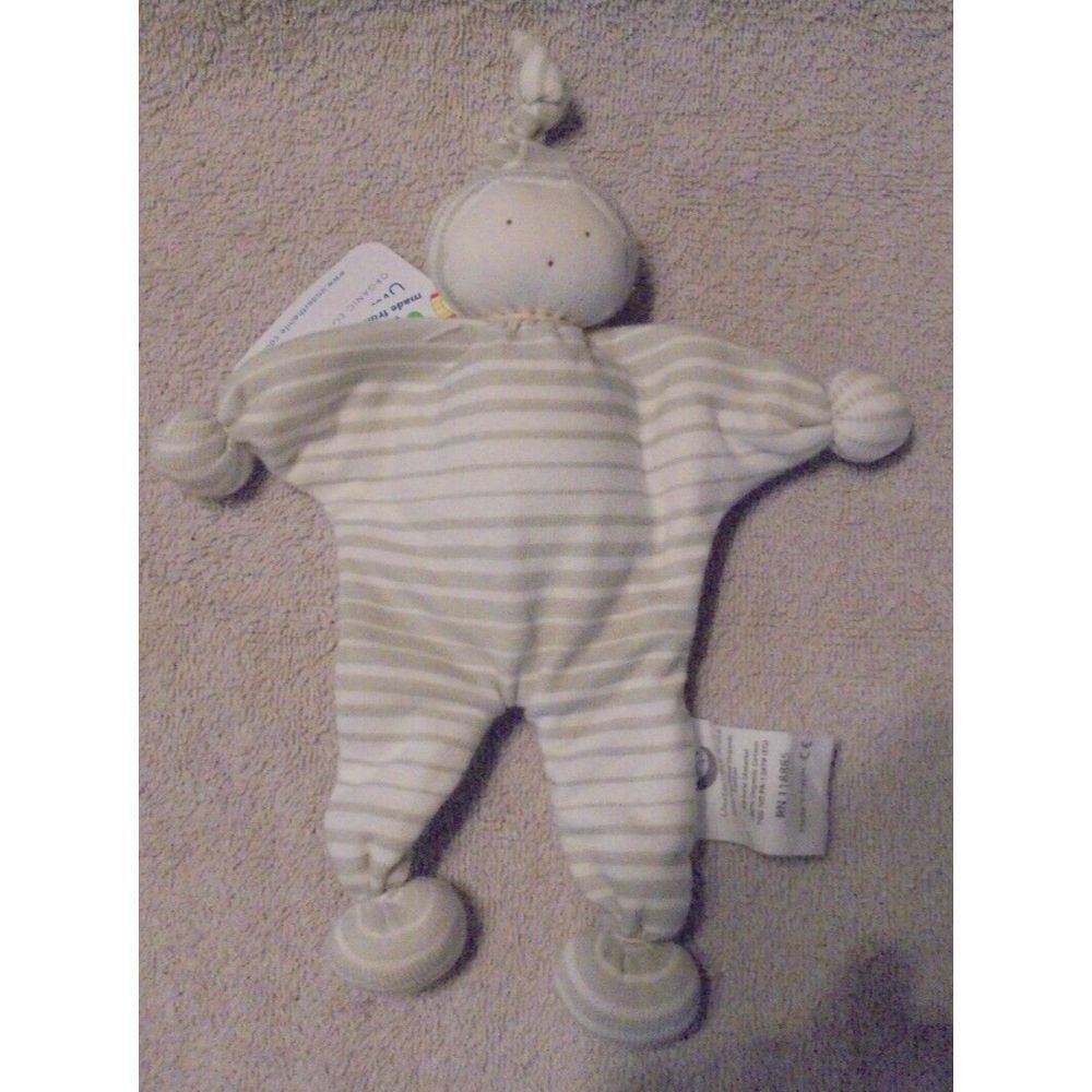 Under the Nile Stuffed Plush 8" Baby Buddy Rag‎ Doll Lovey Soft Organic Grey